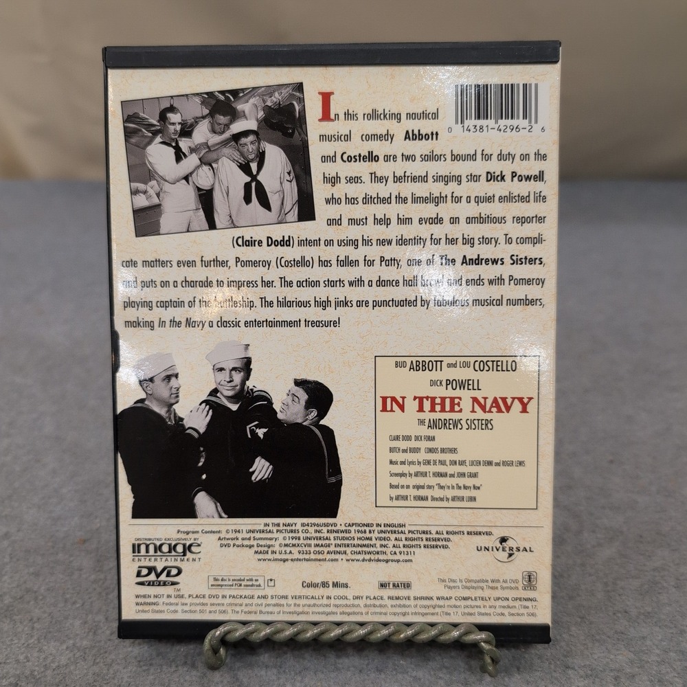 Abbott and Costello In the Navy DVD Dick Powell Andrews‎ Sisters 1941 Comedy - Picture 2 of 2
